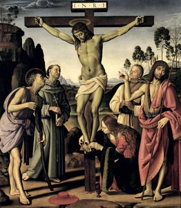 A keresztre feszítés Szent Jeromos, Ferenc, Mária Magdolna, Keresztelő János és az áldott Giovanni Colombini, 1480-1500 körül.